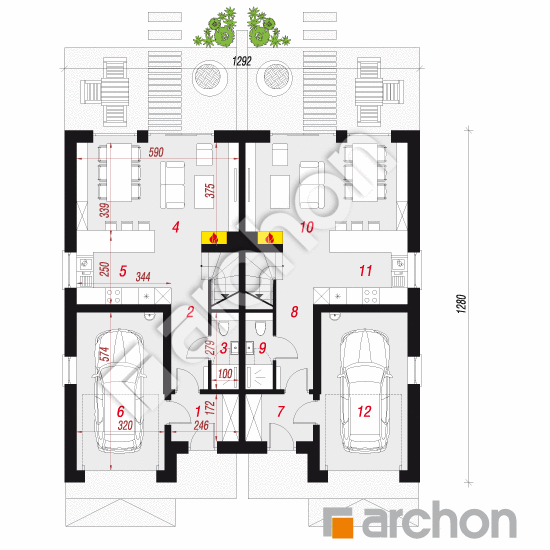 Проект будинку ARCHON+ Будинок під гінко 14 (ГР2) План першого поверху