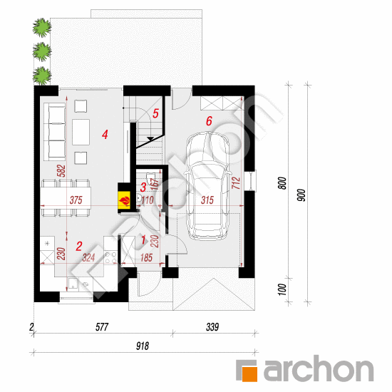Проект будинку ARCHON+ Будинок в полині (Б) План першого поверху