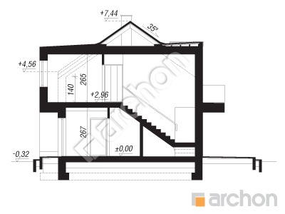 Проект дома ARCHON+ Дом в полыне (Б) Розріз будинку