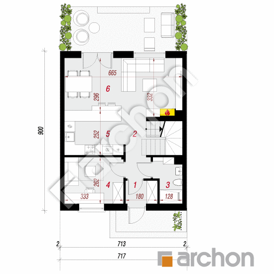 Проект дома ARCHON+ Дом в аркадиях 4 (С) План першого поверху