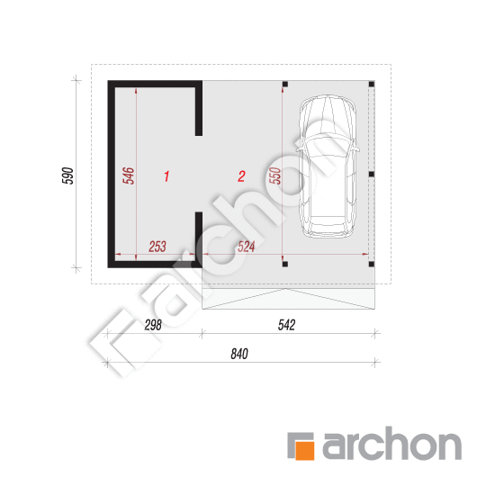 Проект будинку ARCHON+ Гаражний навіс В6 План першого поверху
