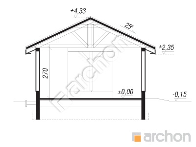 Проект дома ARCHON+ Гаражный навес В6 Розріз будинку