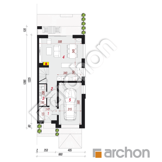 Проект дома ARCHON+ Дом под гинко 17 (ГБ) План першого поверху