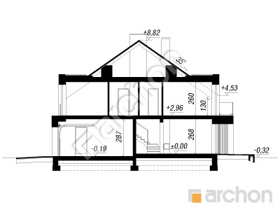 Проект дома ARCHON+ Дом под гинко 17 (ГБ) Розріз будинку