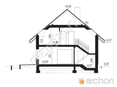 Проєкт будинку ARCHON+ Будинок в малинівці 7 Розріз будинку