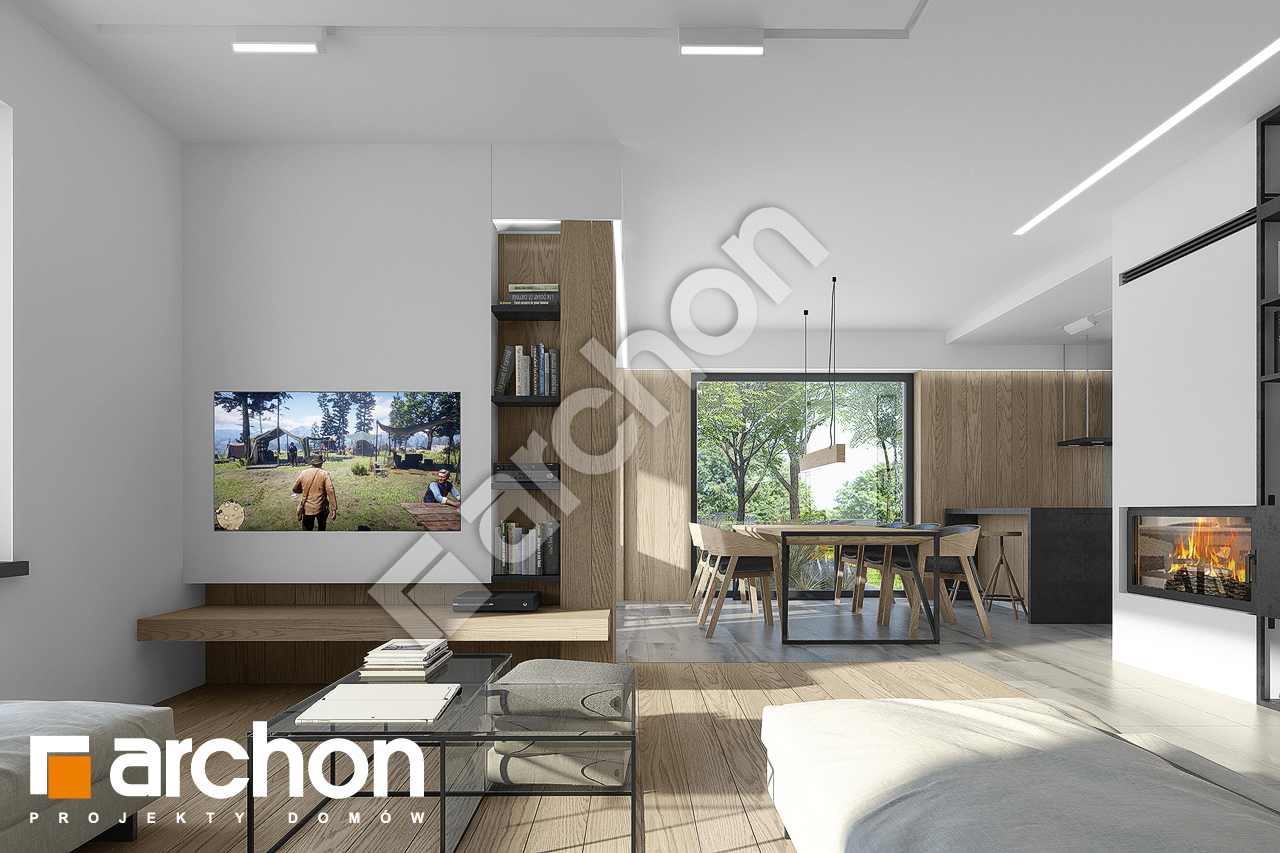 Проект дома ARCHON+ Дом в малиновках 7 дневная зона (визуализация 1 вид 2)
