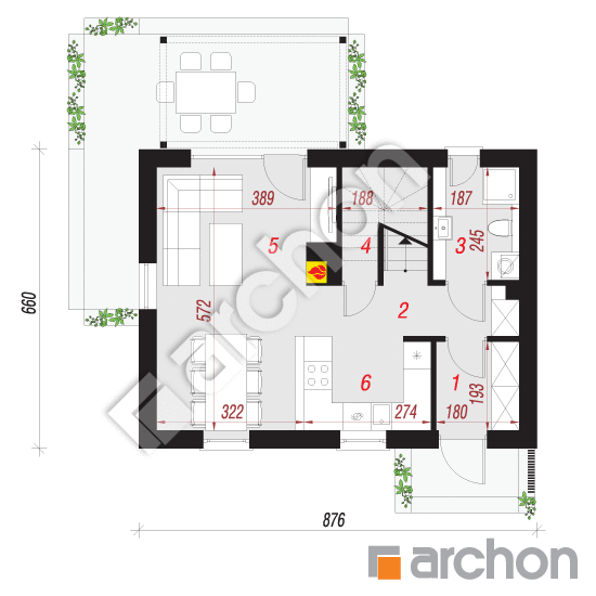 Проект дома ARCHON+ Дом в эверниях План першого поверху