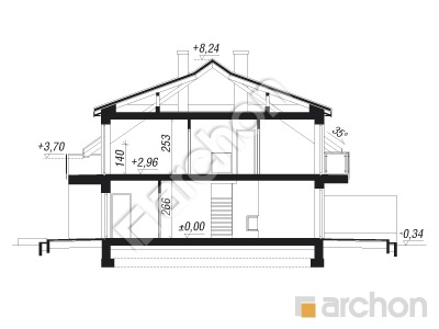 Проект дома ARCHON+ Дом в клематисах 23 (Б) Розріз будинку