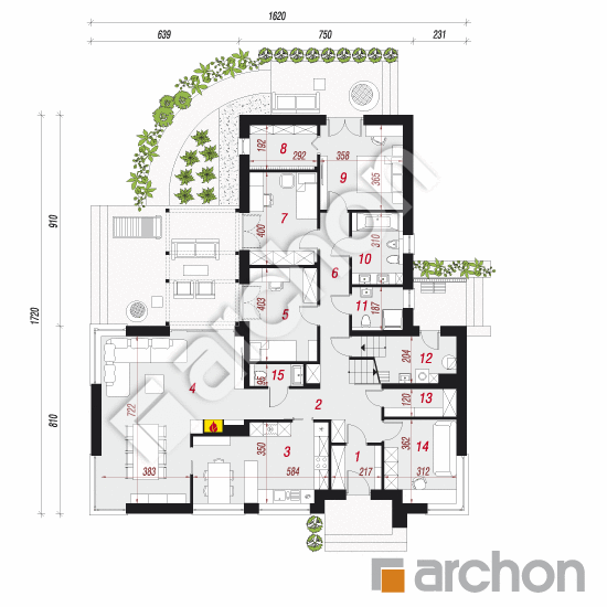 Проект дома ARCHON+ Дом в галах 4 План першого поверху