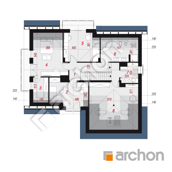Проект будинку ARCHON+ Будинок в кортланді (Г2) План мансандри