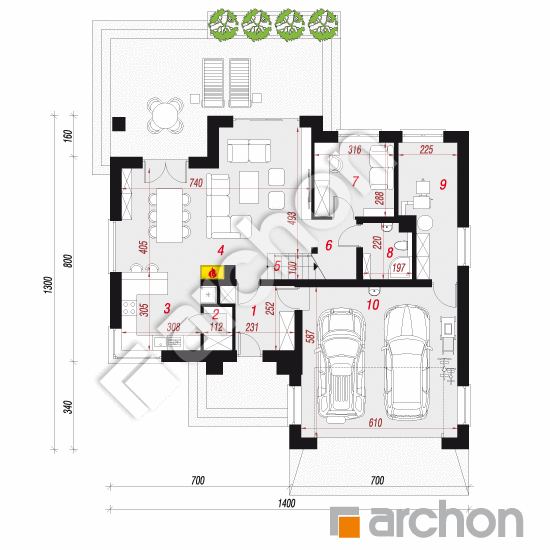 Проект будинку ARCHON+ Будинок в кортланді (Г2) План першого поверху