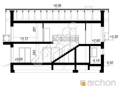 Проект дома ARCHON+ Дом в кортландах (Г2) Розріз будинку