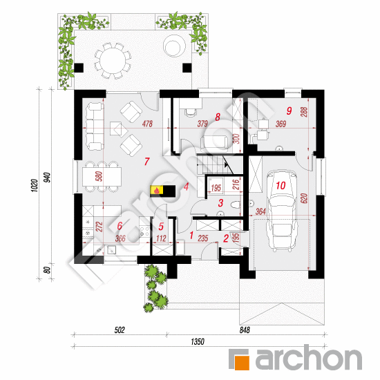 Проект дома ARCHON+ Дом в ипомеях План першого поверху