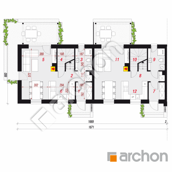 Проект дома ARCHON+ Дом в эверниях 4 (Р2БА)  вер.2 План першого поверху