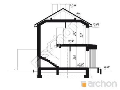 Проєкт будинку ARCHON+ Будинок в еверніях 4 (Р2БА) вер.2 Розріз будинку