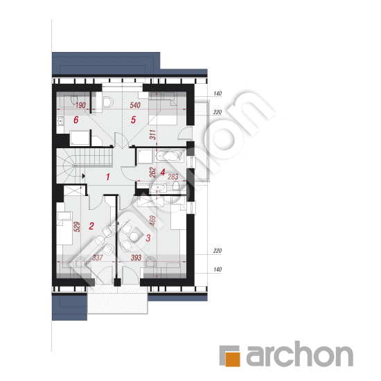 Проект дома ARCHON+ Дом в клематисах 15 (Б) вер. 2 План мансандри