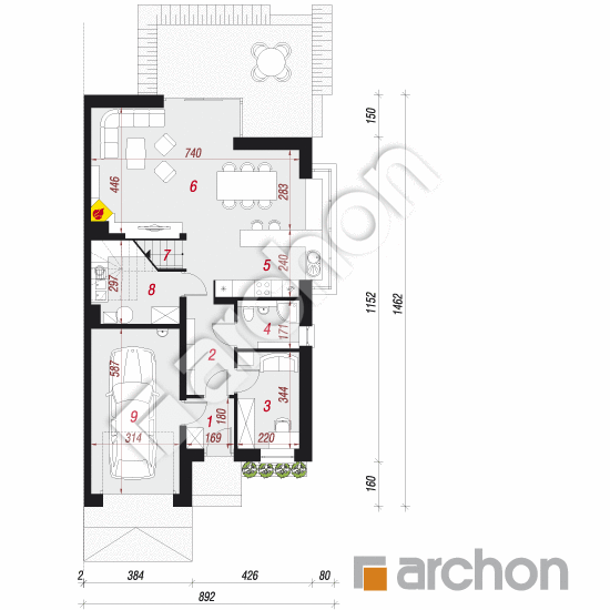 Проект дома ARCHON+ Дом в клематисах 15 (Б) вер. 2 План першого поверху