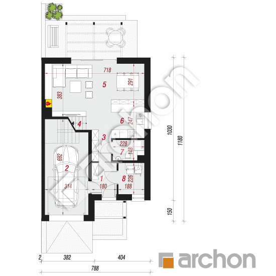 Проект дома ARCHON+ Дом в клематисах 20 (БН) вер. 2 План першого поверху