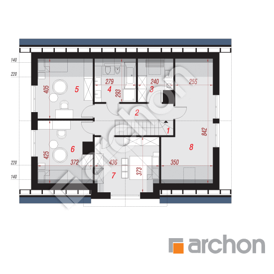 Проект дома ARCHON+ Дом в коммифорах 2  План мансандри