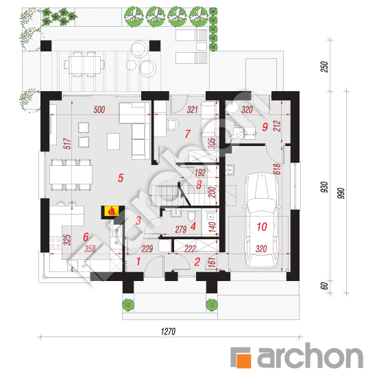 Проект дома ARCHON+ Дом в коммифорах 2  План першого поверху
