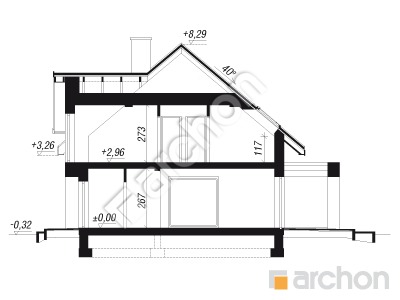 Проект дома ARCHON+ Дом в коммифорах 2  Розріз будинку