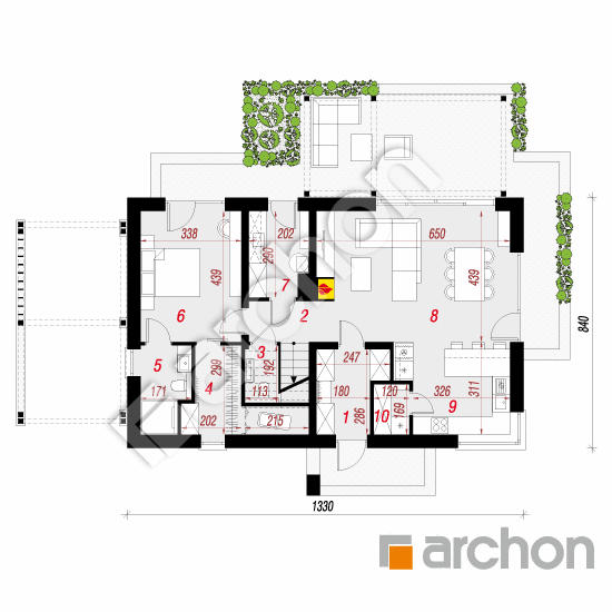 Проект дома ARCHON+ Дом в ареках План першого поверху