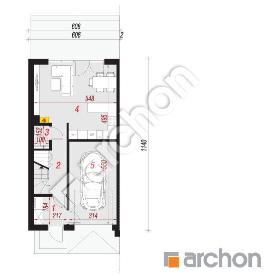 Проект дома ARCHON+ Дом в ривиях (ГБА) План першого поверху