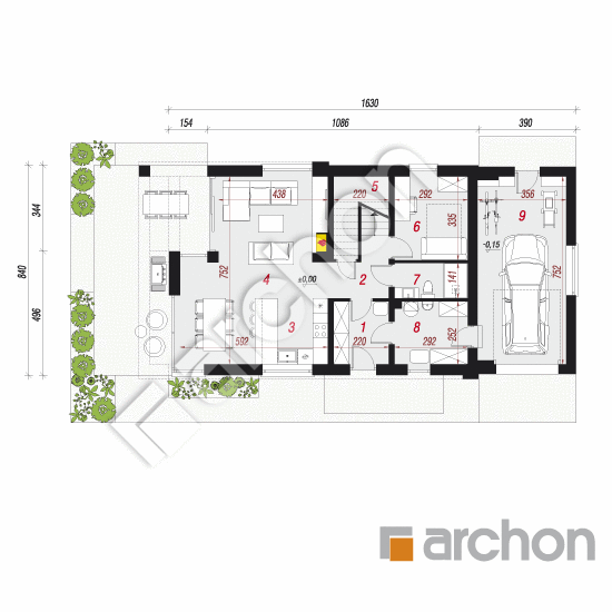 Проект дома ARCHON+ Дом в шишковиках 4 План першого поверху