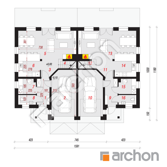 Проект дома ARCHON+ Дом в клематисах 17 (Р2) План першого поверху