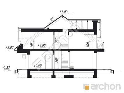 Проект дома ARCHON+ Дом в клематисах 17 (Р2) Розріз будинку