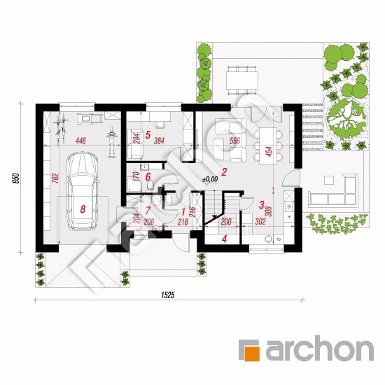 Проект будинку ARCHON+ Будинок в малинівці 11 (Г) План першого поверху
