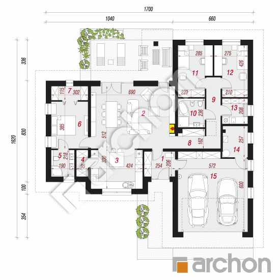 Проект будинку ARCHON+ Будинок в навлоціях (Г2Т) План першого поверху
