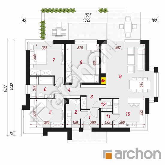 Проект дома ARCHON+ Дом под красной рябиной (Н) вер.2 План першого поверху