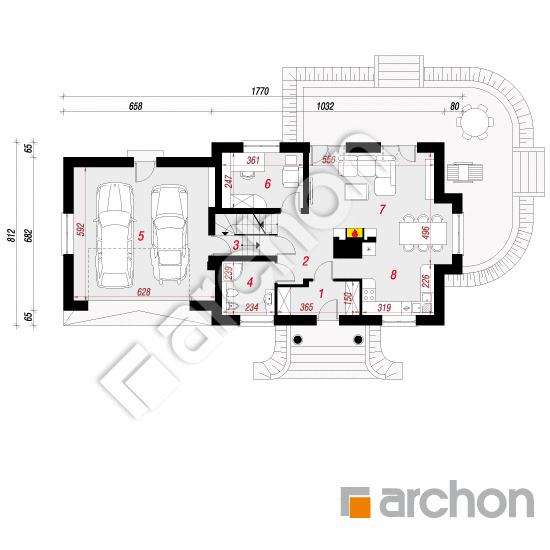 Проект дома ARCHON+ Дом в вербене (Г2П) вер.2 План першого поверху