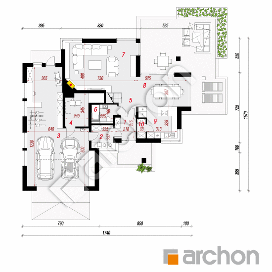 Проект будинку ARCHON+ Вілла Олівія 2 План першого поверху