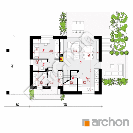 Проект будинку ARCHON+ Будинок в малинівці 11 (А) вер. 2 План першого поверху