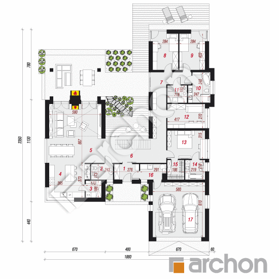 Проект будинку ARCHON+ Будинок в клівіях 5 (Г2) План першого поверху