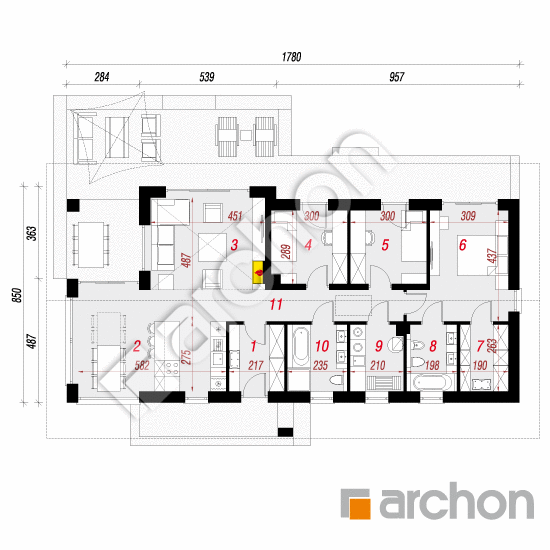 Проект будинку ARCHON+ Будинок в дабеціях План першого поверху