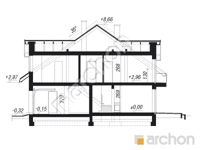 Проєкт будинку ARCHON+ Будинок під гінко 7 (ГС) Розріз будинку