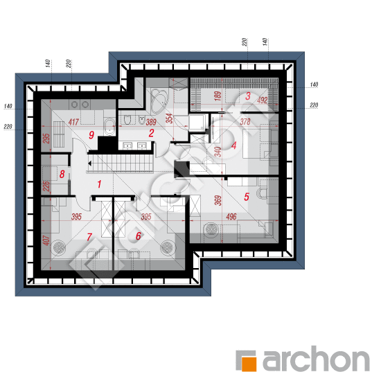 Проект будинку ARCHON+ Будинок в екзохорді План мансандри