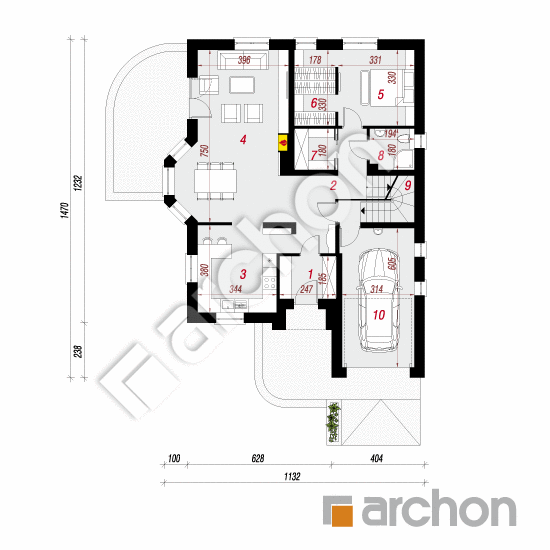 Проект будинку ARCHON+ Будинок в зірках (П) вер. 3 План першого поверху